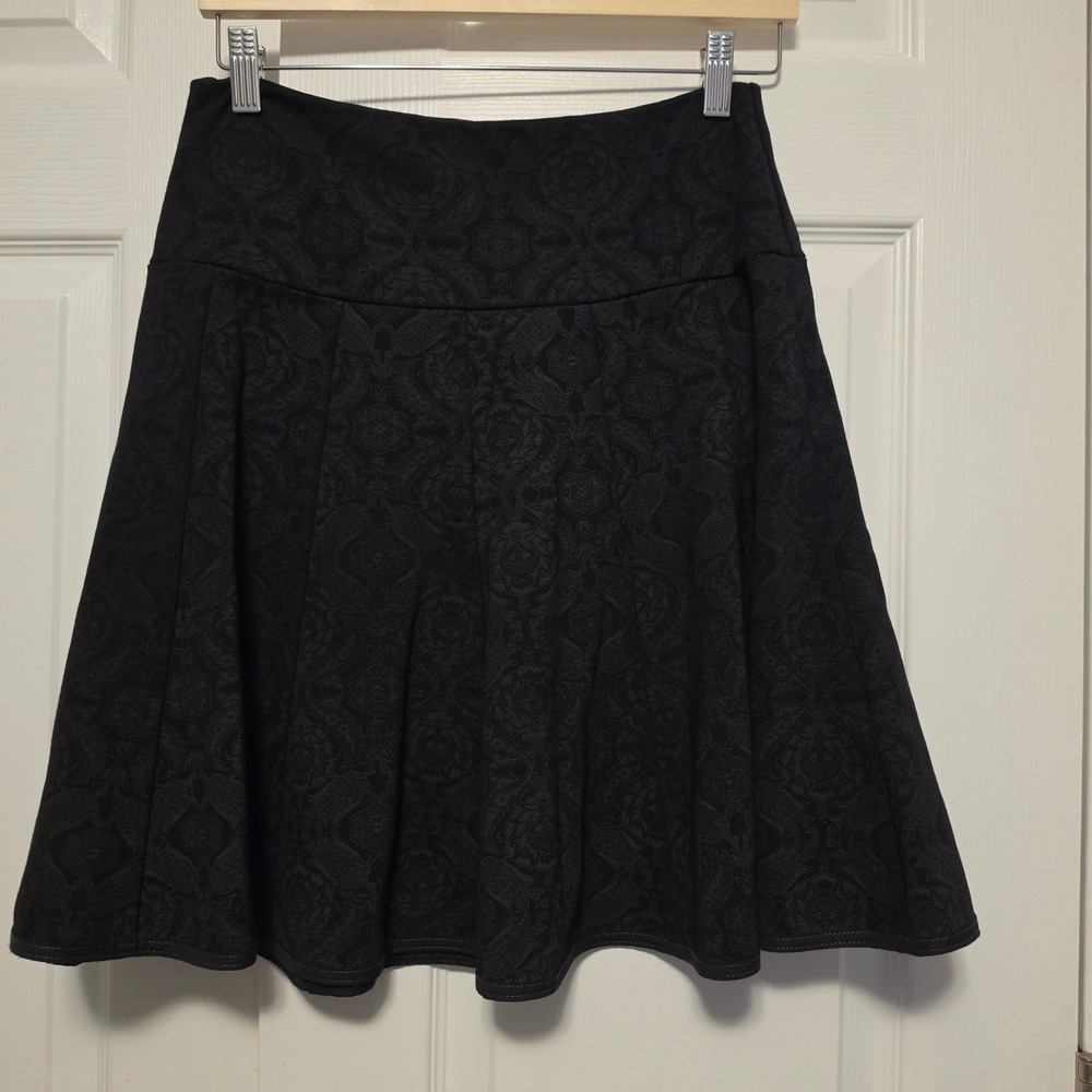 Kollontai Damask Jacquard A-Line Flare Skirt Black Medium